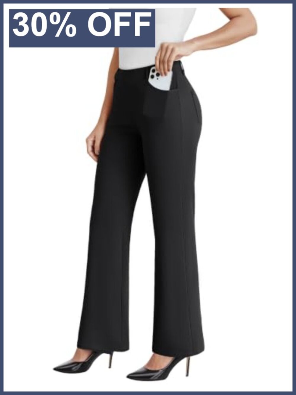 Women's Work Pants Business Casual Pull On Flared Leg Trousers Slacks